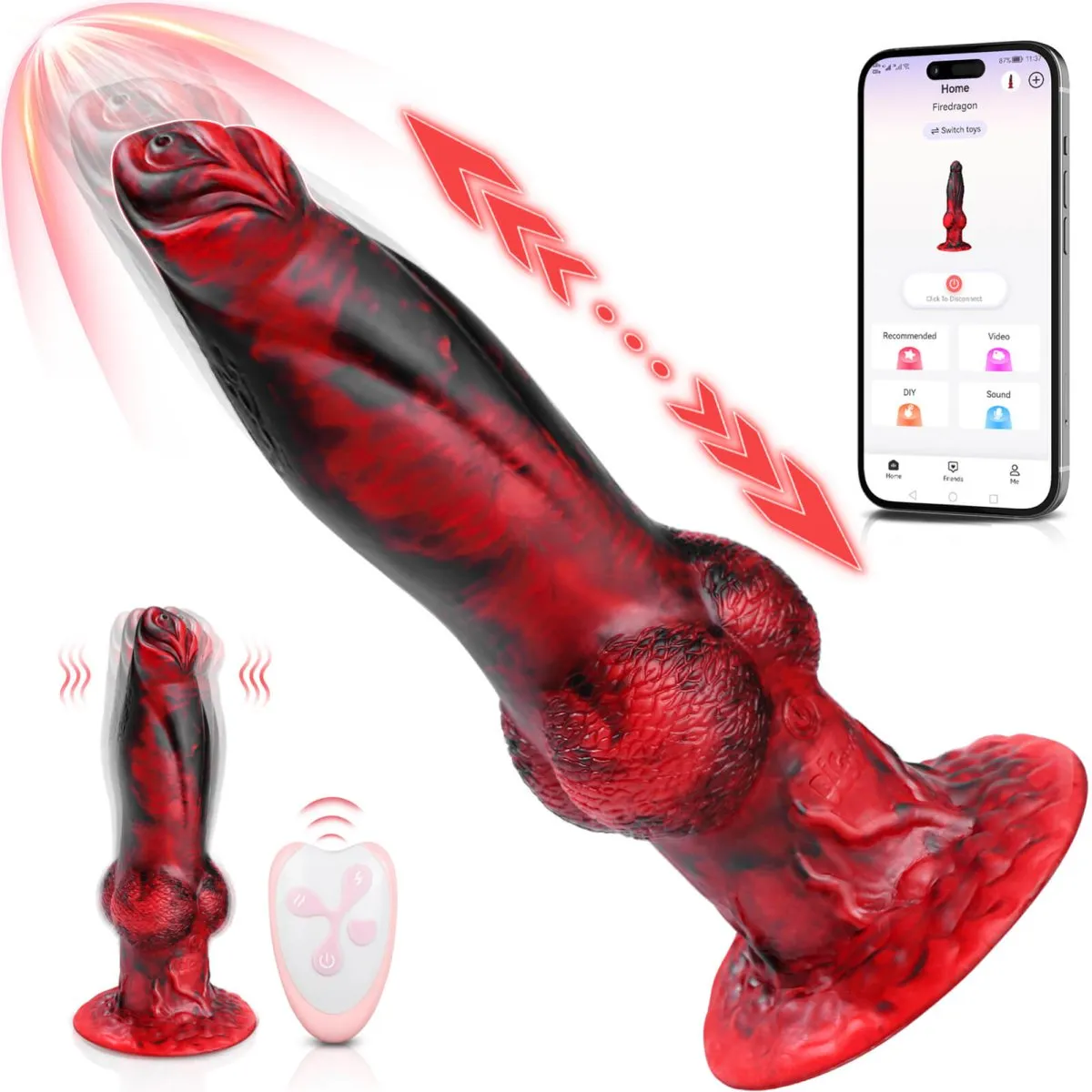 2 in 1 8.7in Thrusting & Vibrating Silicone Monster Vibrator-App Control