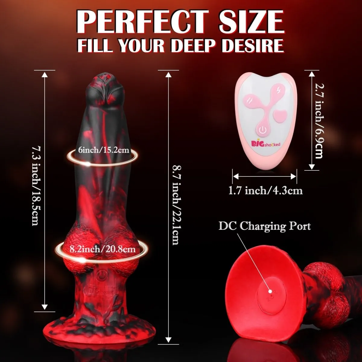 2 in 1 8.7in Thrusting & Vibrating Silicone Monster Vibrator-App Control