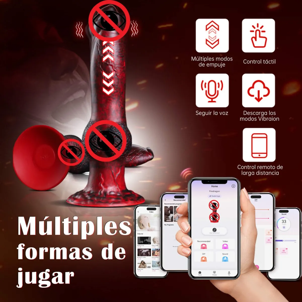 2 in 1 8.7in Thrusting & Vibrating Silicone Monster Vibrator-App Control