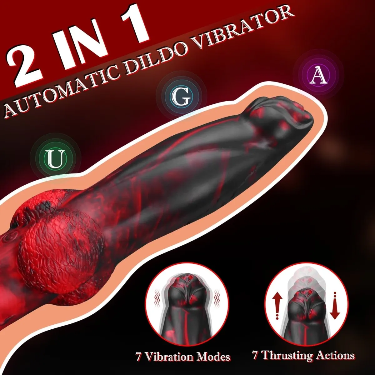 2 in 1 8.7in Thrusting & Vibrating Silicone Monster Vibrator-App Control