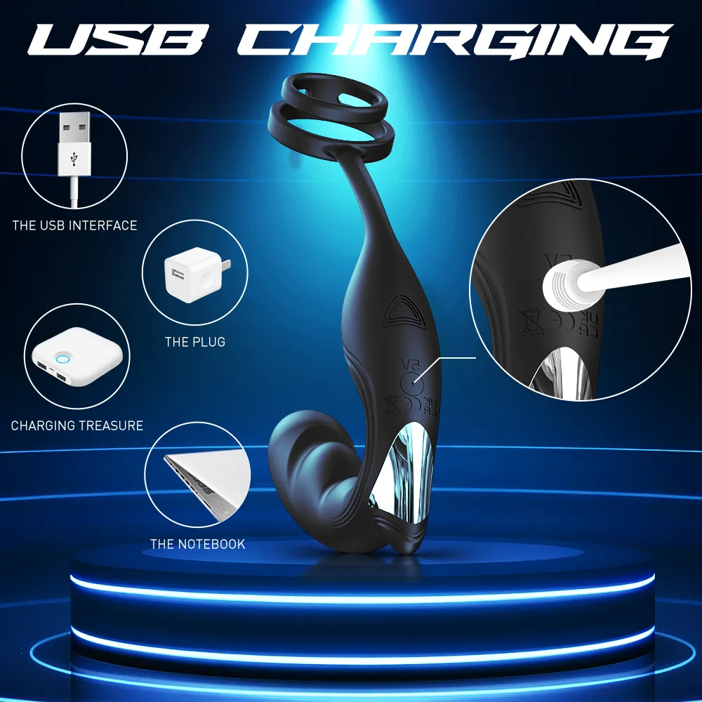 9 Speed Vibrating Prostate Massager Delayed Ejaculation Ring Anal Plug Vibrator With Remote Control