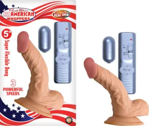 All American Whopper 5 Inches Vibrating Realistic Dong - Lifelike Pleasure at Your Fingertips!