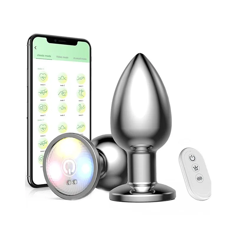 Anal Vibrator Sex Toy Butt Plug with Flashing Light Base