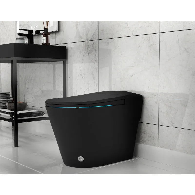 ANZZI ENVO Echo Elongated 1.28 GPF Smart Bidet Toilet in Matte Black with Auto Open, Auto Flush, Voice and Wifi Control