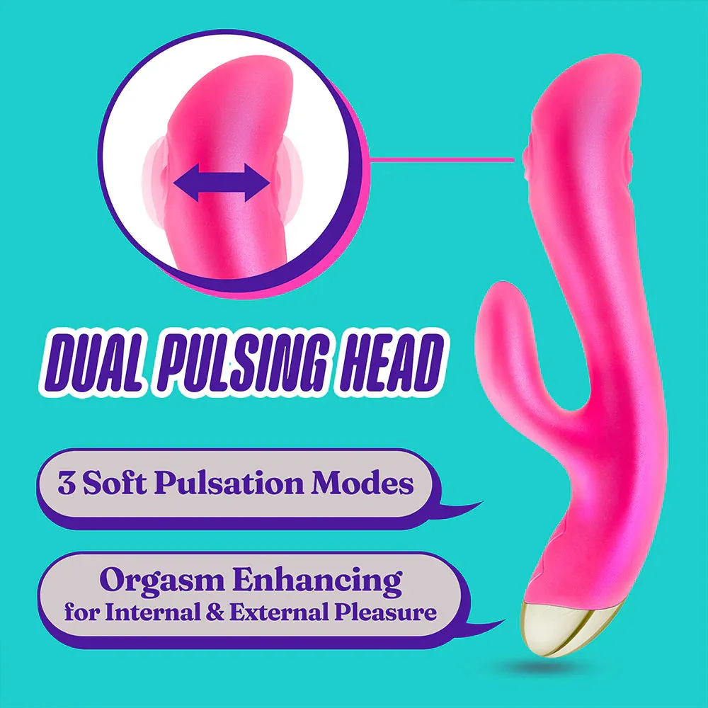 Aria Pleasin' AF Rechargeable Silicone Rabbit Vibrator - Fuchsia