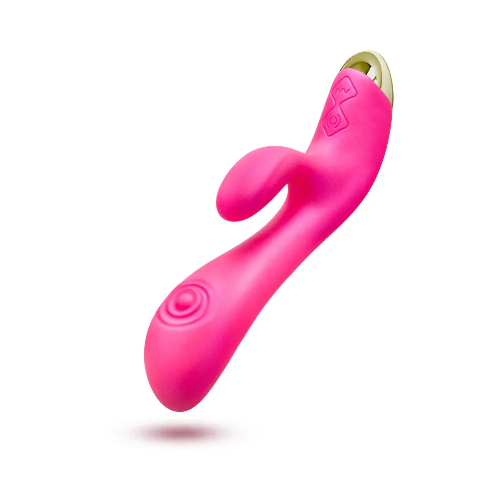 Aria Pleasin' AF Rechargeable Silicone Rabbit Vibrator - Fuchsia