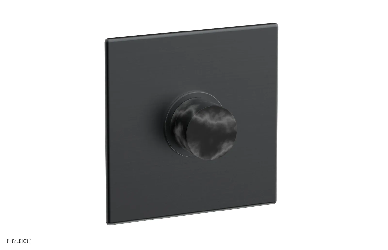 BASIC II 1/2" Mini Thermostatic Square Shower Trim Black Marble Handle 4-178