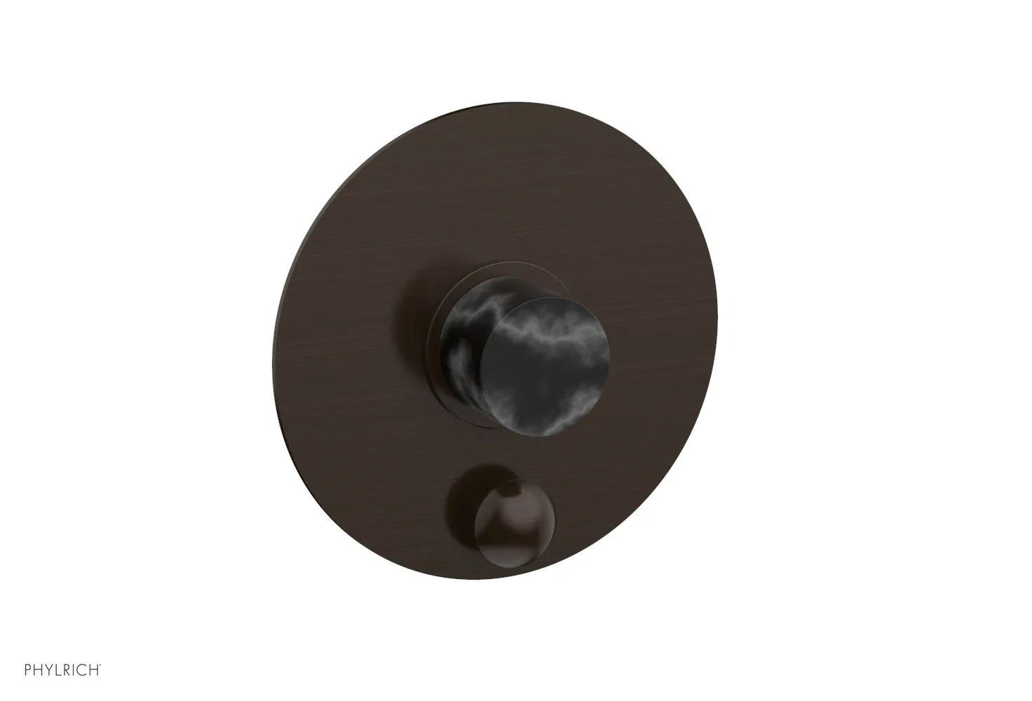 BASIC II Pressure Balance Shower Plate with Diverter and Handle Trim Set - Black Marble 4-198