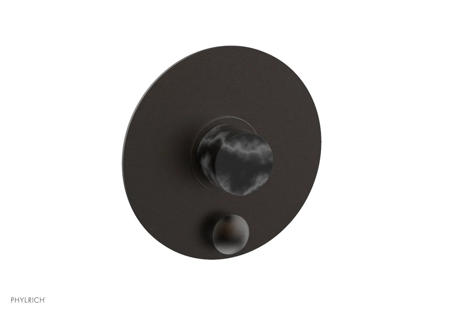 BASIC II Pressure Balance Shower Plate with Diverter and Handle Trim Set - Black Marble 4-198