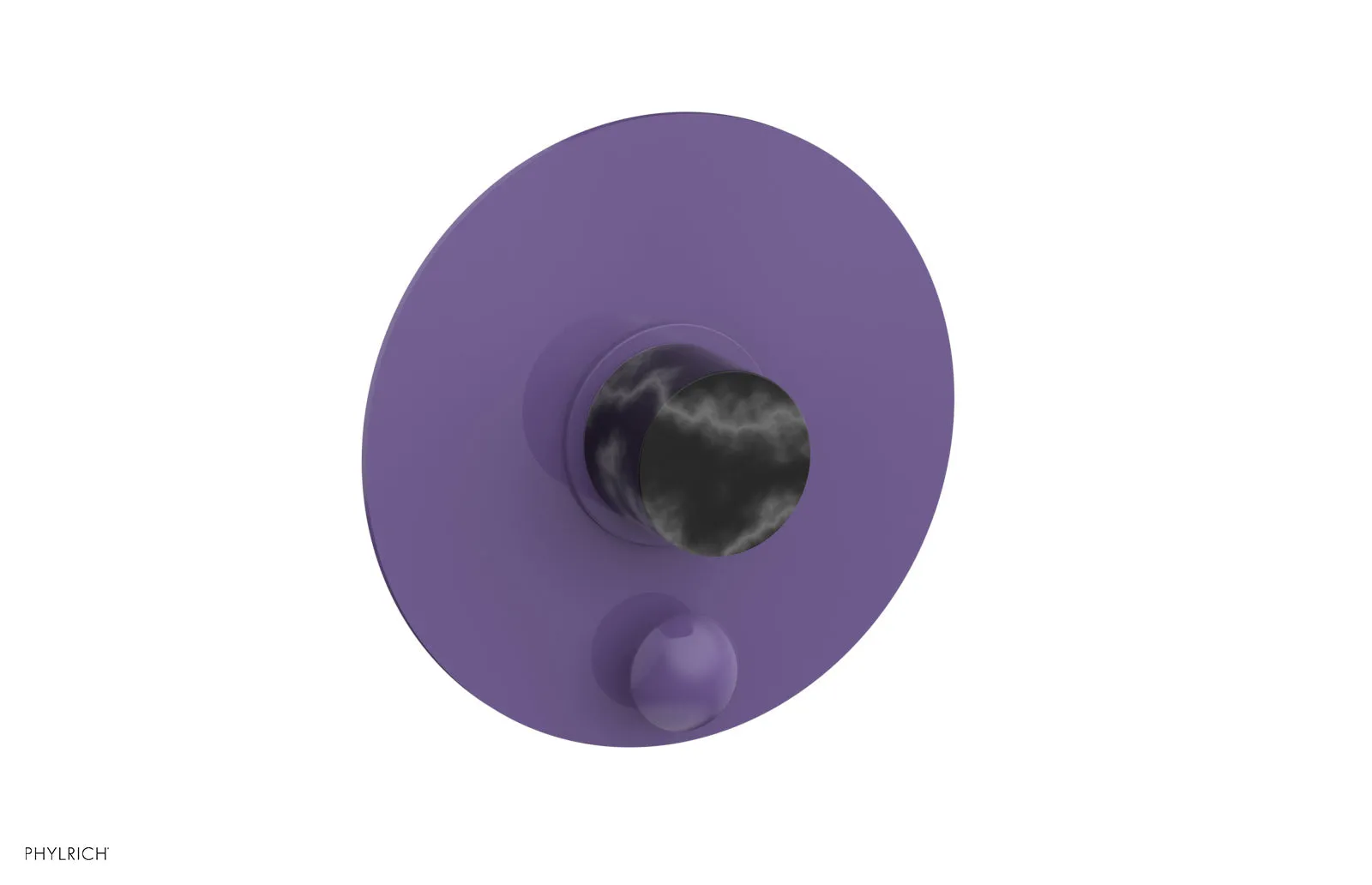 BASIC II Pressure Balance Shower Plate with Diverter and Handle Trim Set - Black Marble 4-198