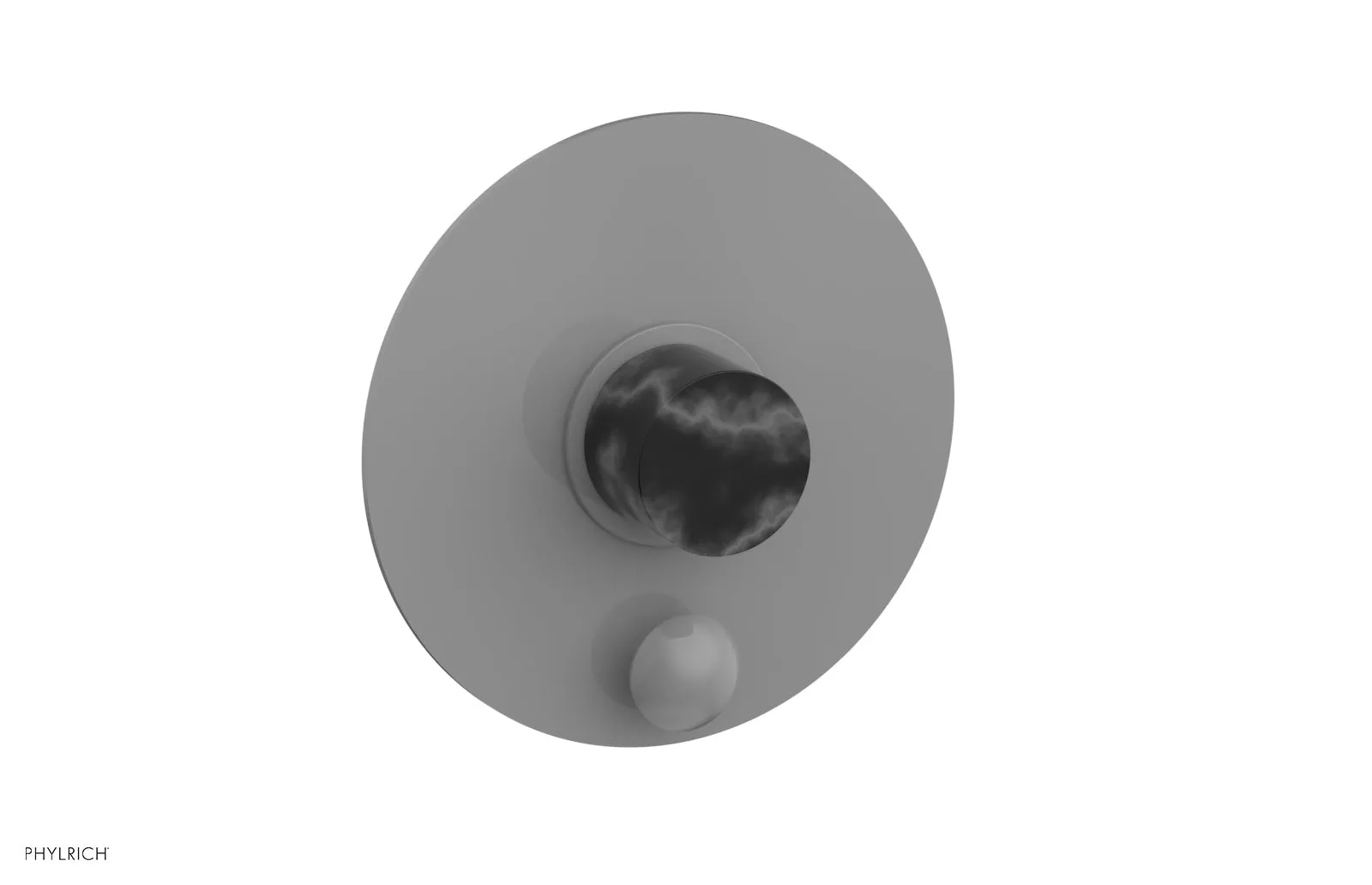 BASIC II Pressure Balance Shower Plate with Diverter and Handle Trim Set - Black Marble 4-198