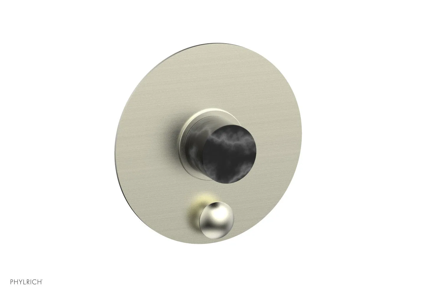 BASIC II Pressure Balance Shower Plate with Diverter and Handle Trim Set - Black Marble 4-198