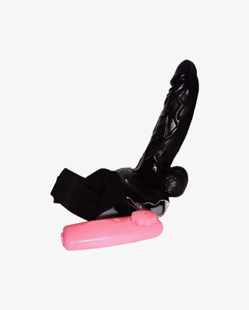 BLACK HOLLOW STRAP ON DILDO WITH VIBRATION FOR MEN