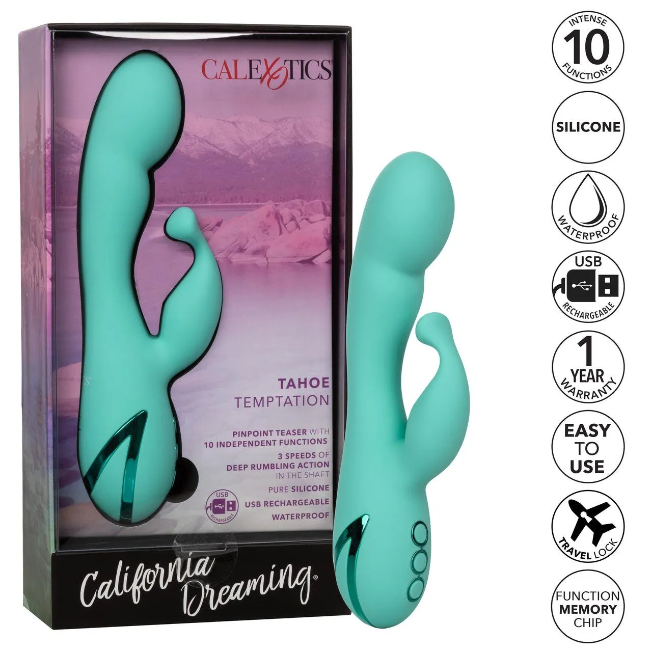 California Dreaming Tahoe Temptation Silicone Rechargeable Rabbit Vibrator