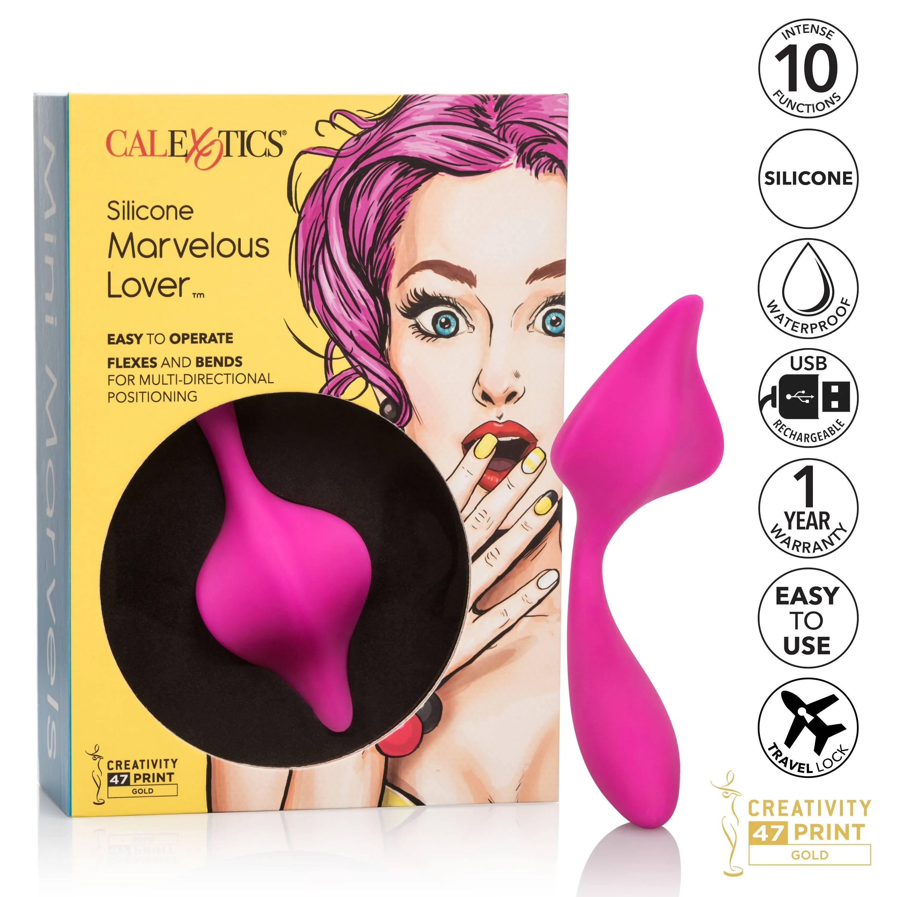 California Exotics - Mini Marvels Silicone Marvelous Lover Clit Massager (Pink)