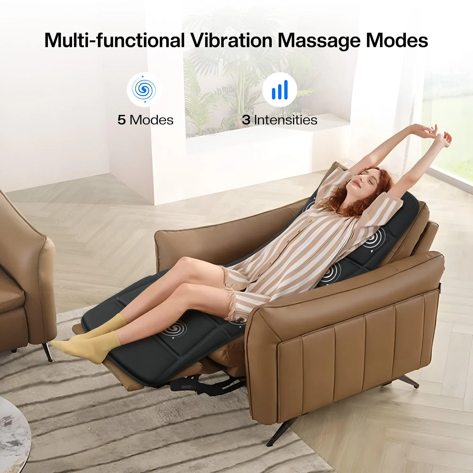 CILI Full Body Massage Mat 10 Vibration Massage Motors with Heating for Back, Shoulder, Leg, Gifts for Men Women, Mom Dad, Black-CL-3701