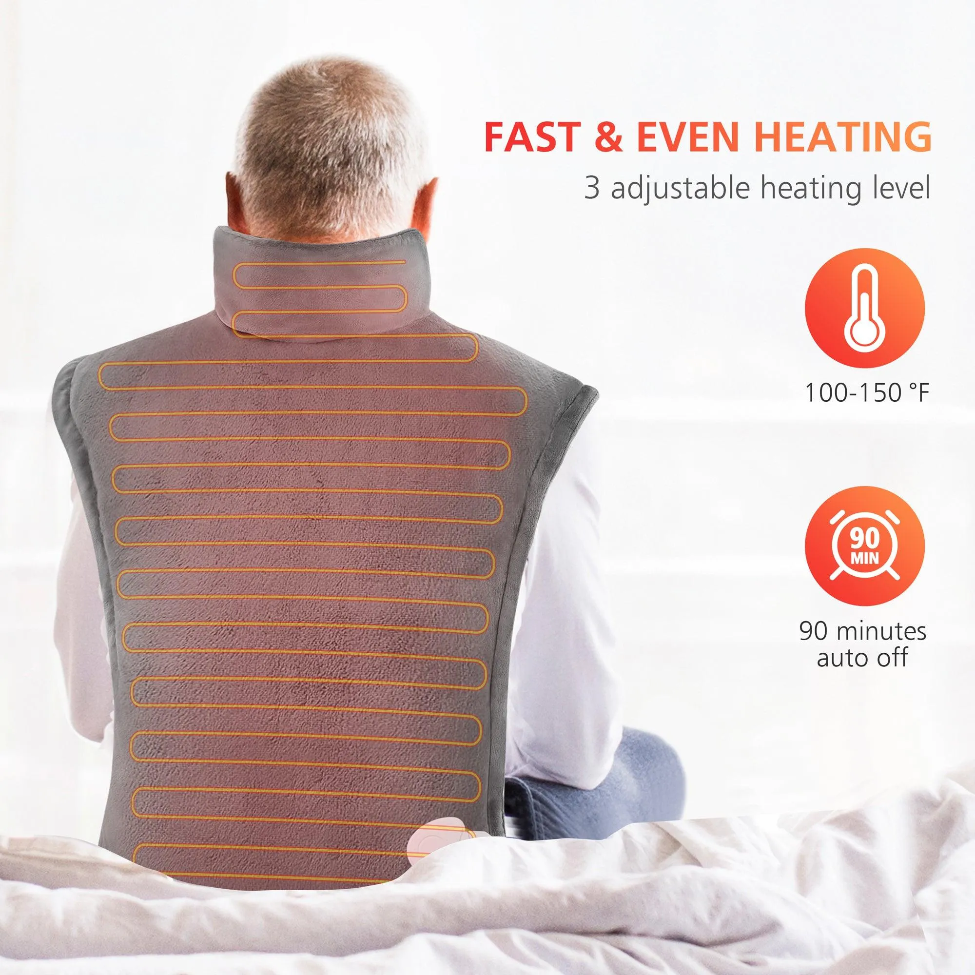 Comfier Soft Flannel Fast Heating Pads for Neck and Shoulders - H1822D