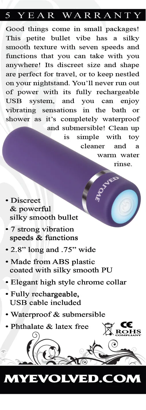 Compact Purple Vibrator with 7 Speeds, Waterproof, and USB Rechargeable