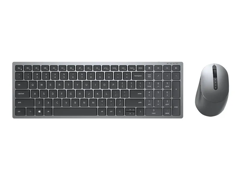 Dell Multi-Device Km7120w - Keyboard And Mouse Set - Wireless - 2.4 Ghz, Bluetooth 5.0 - Uk - Titan Grey