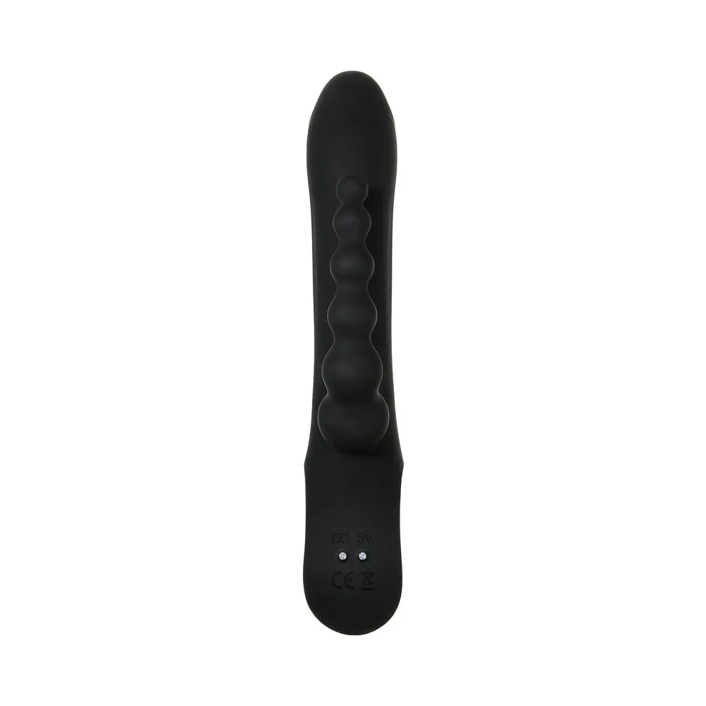 Evolved Trifecta Rechargeable Dual Entry Triple Stimulation Silicone Rabbit Vibrator Black