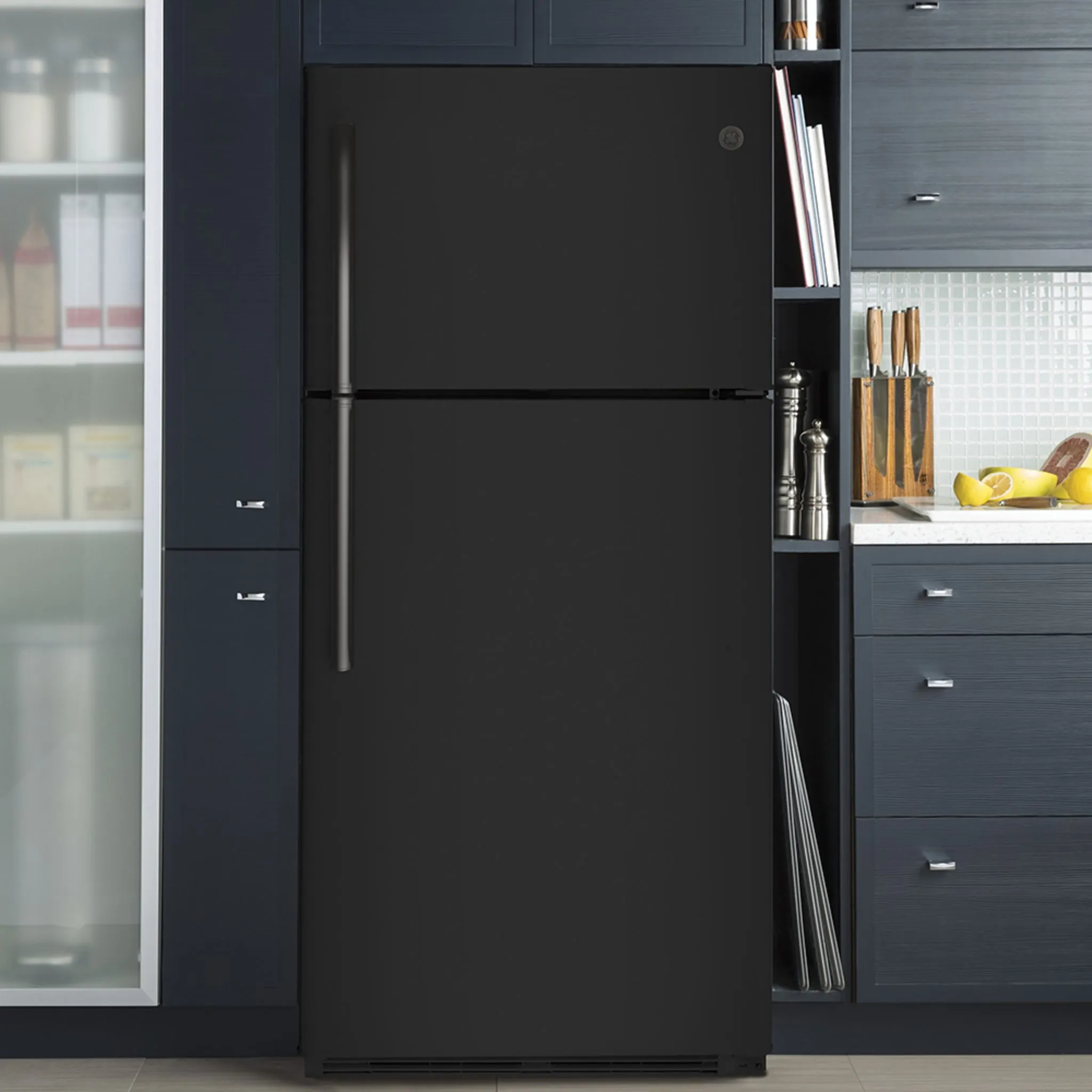 GE® 18 Cu. Ft. Top-Freezer Refrigerator Black - GTS18FTLKBB