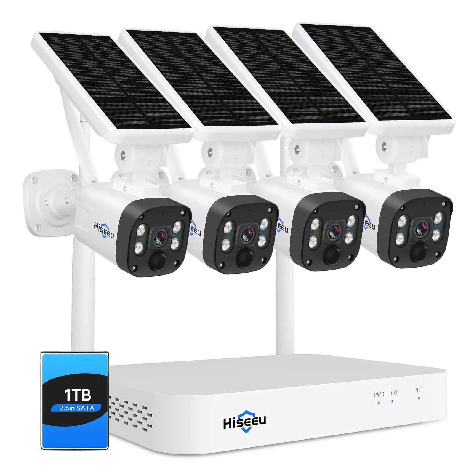 Hiseeu [10CH Expandable, 1TB 4MP]Solar Wireless Security Camera System,10CH HD 4K NVR,Night Vision, 2-Way Audio, PIR Motion Detection,Motion Record, Outdoor Home Surveillance