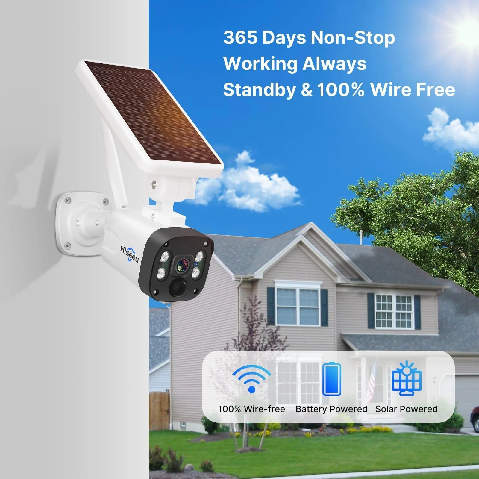 Hiseeu [10CH Expandable, 1TB 4MP]Solar Wireless Security Camera System,10CH HD 4K NVR,Night Vision, 2-Way Audio, PIR Motion Detection,Motion Record, Outdoor Home Surveillance