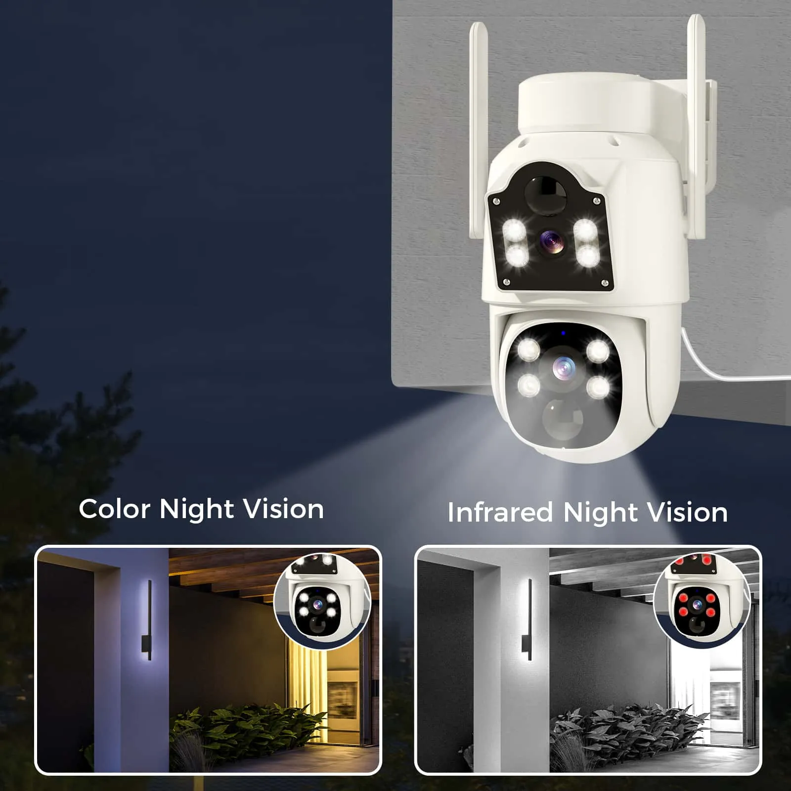 Hiseeu Dual Lens Wireless Solar Camera, 4MP WiFi Security Camera, PTZ 360°, Auto-Tracking, PIR Motion Detection, Color Night Vision, IP66, 2-Way Audio, 2.4G WiFi, No Monthly Fee, Not Work with NVR