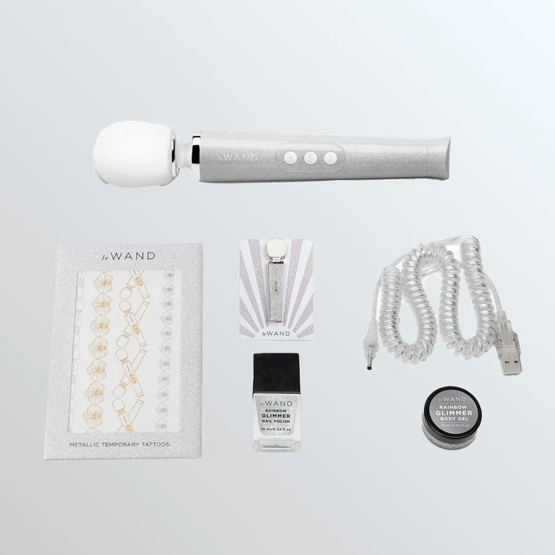 Le Wand 'All that Glimmers' Small Wand Vibrator - White