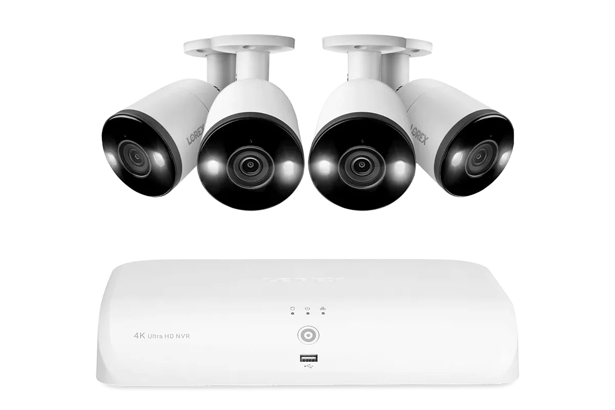 Lorex 4K (8 Camera Capable) 2TB Wired NVR System with Smart Deterrence and Smart Motion Detection Bullet Cameras