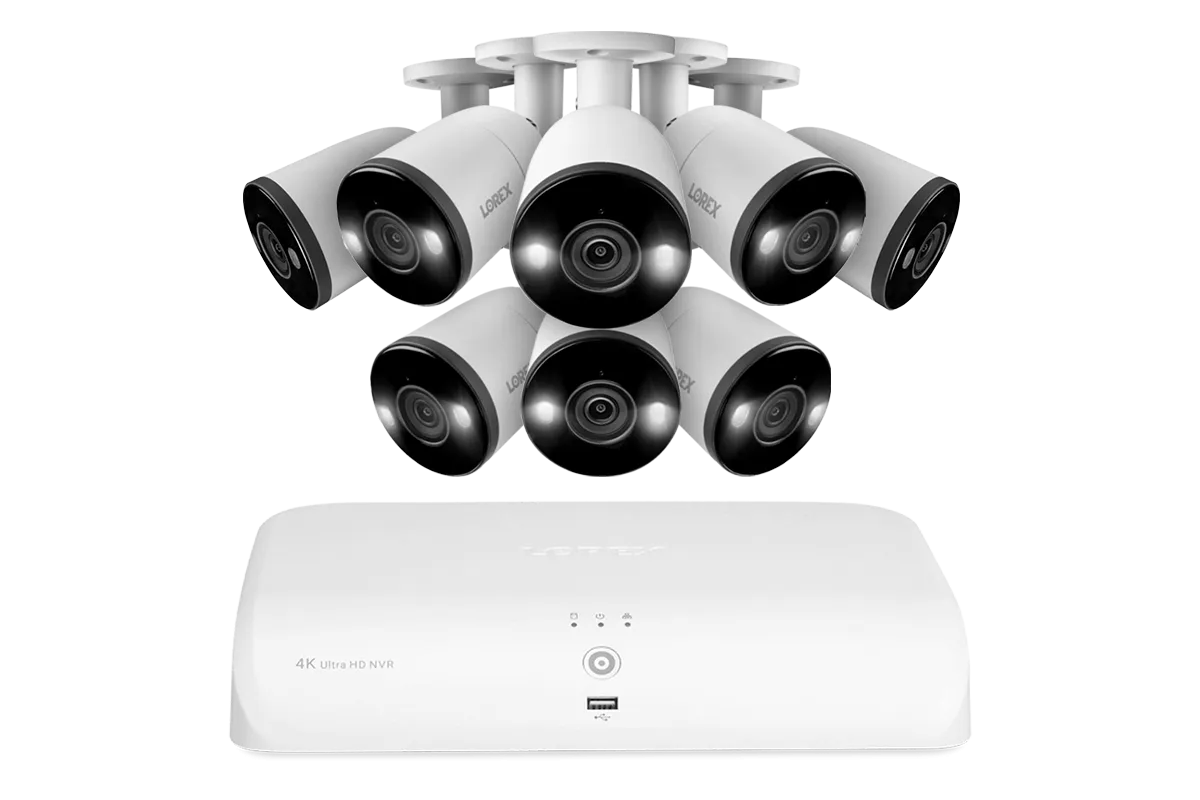 Lorex 4K (8 Camera Capable) 2TB Wired NVR System with Smart Deterrence and Smart Motion Detection Bullet Cameras