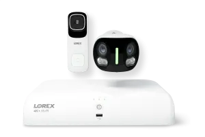 Lorex Wireless Fusion - 4K  NVR with 4K Wired Doorbell and 4K Dual Lens Smart Security Lighting Camera