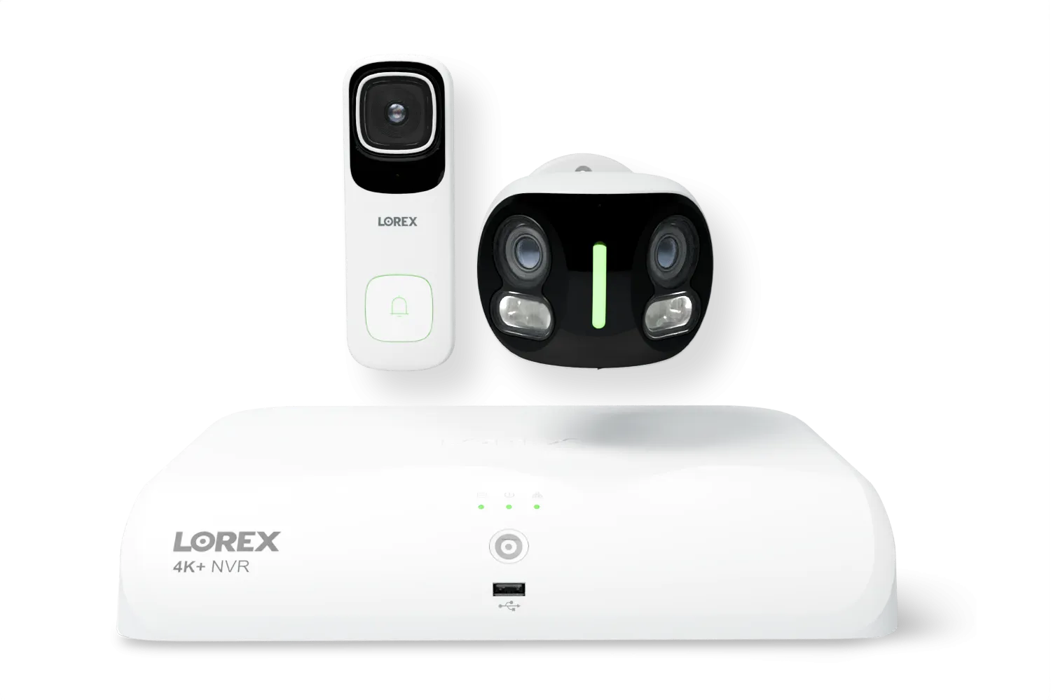 Lorex Wireless Fusion - 4K  NVR with 4K Wired Doorbell and 4K Dual Lens Smart Security Lighting Camera