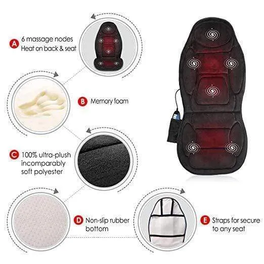 Memory Foam Massage Seat Cushion - Back Massager with Heat - 262M