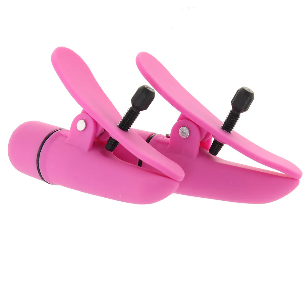 Nipplettes Vibrating Nipple Clamps in Pink