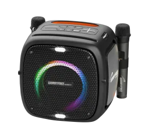 Party One Wireless 80W Bluetooth Speaker with Two Microphones, Black