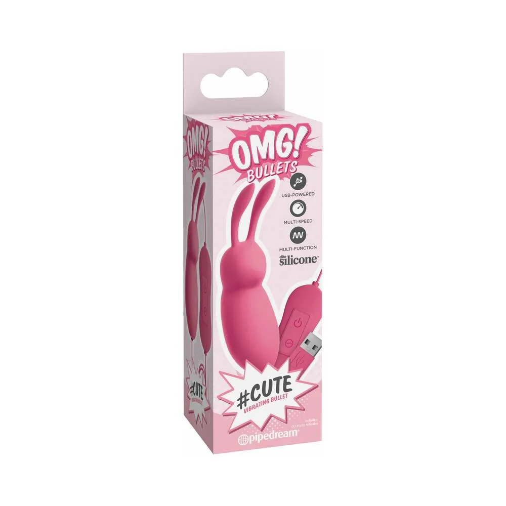 Pipedream OMG! Bullets #Cute USB-Powered Silicone Vibrating Bullet With Ears Pink