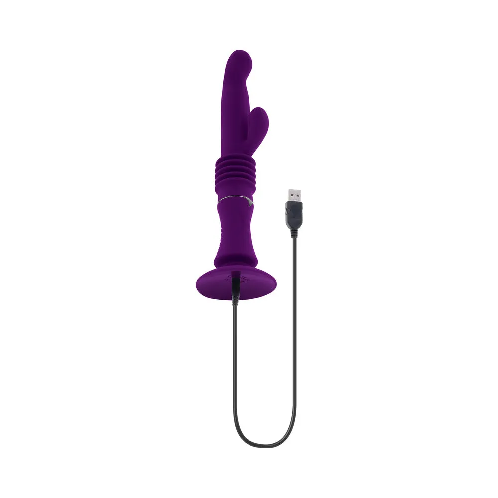 Playboy Hoppy Ending Rechargeable Silicone Thrusting Rabbit Vibrator Acai