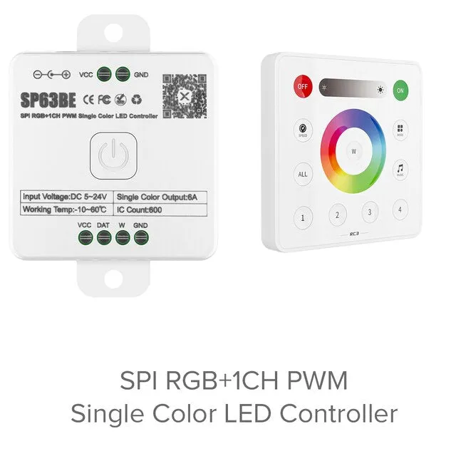 RC1-RC4 Wall Touch LED Remote SPI PWM for SP63*E Controller 2.4GHz FCOB DIM CCT RGB RGBW WS2812B Pixels Strip 3V