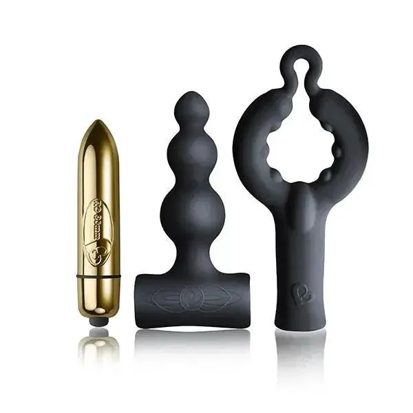 Rocks off Silicone Black Sex Toy Kits with 7-functions