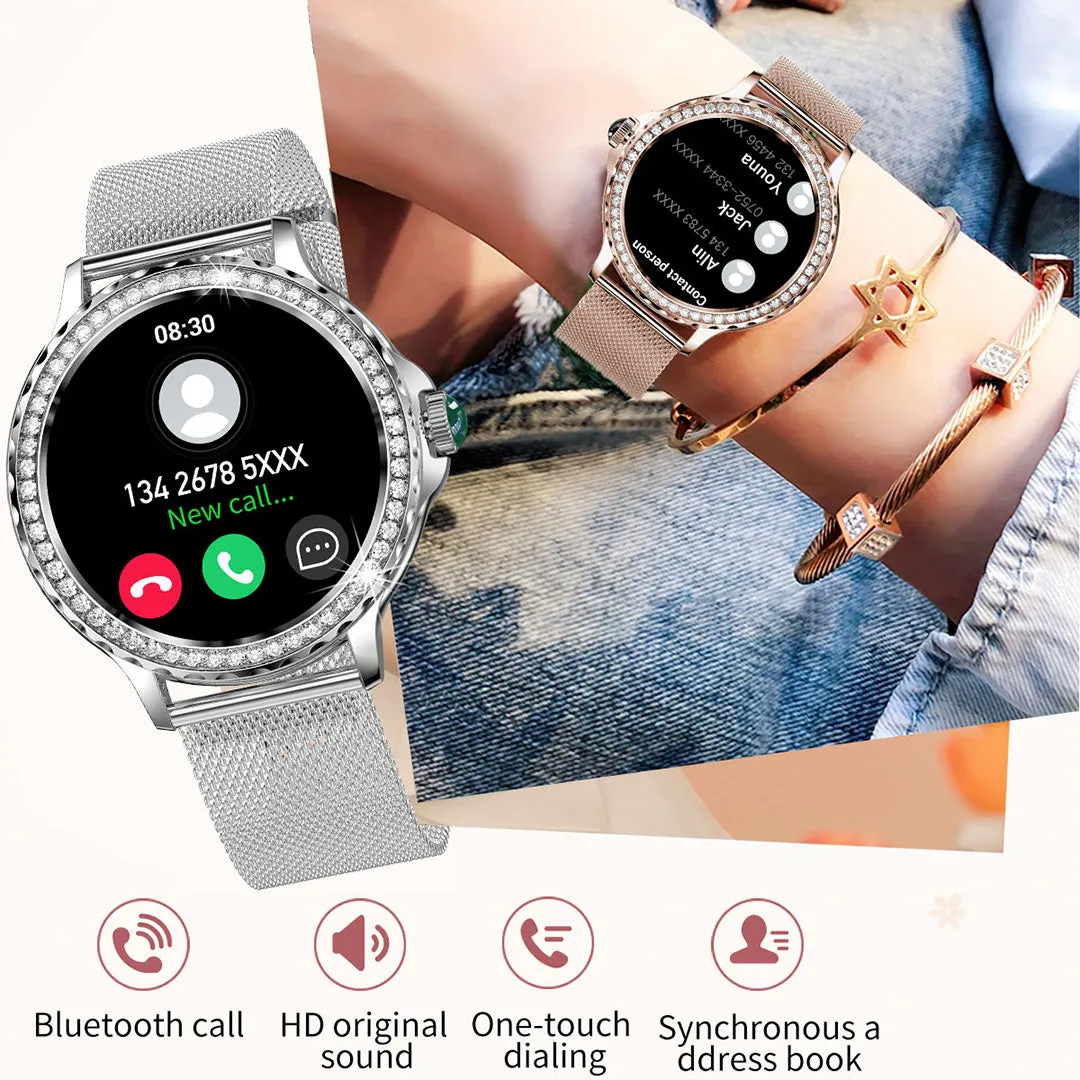 RollsTimi RTNX19 Luxury Women's Smartwatch Fitness Tracker Sports Fashion Bluetooth Smart Watch for Women Heart Rate Blood Pressure Monitoring