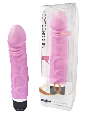 Silicone Classic 7 Function THICK Veined Vibrator - Pink