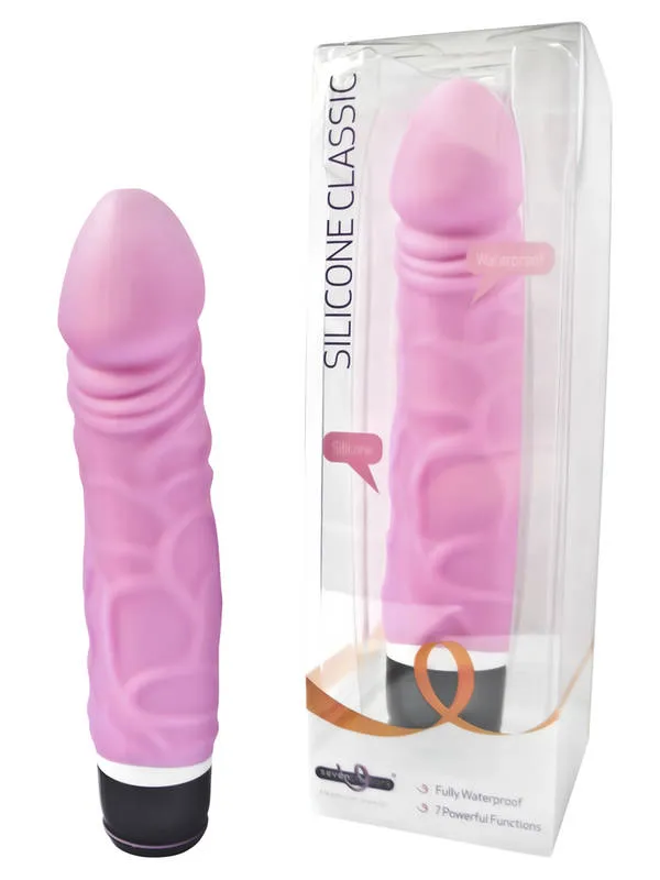 Silicone Classic 7 Function THICK Veined Vibrator - Pink