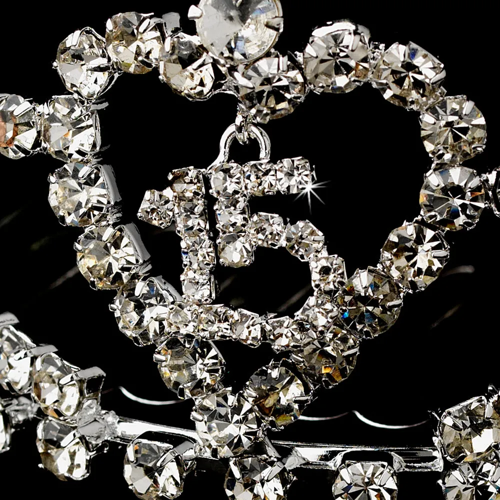 Sweet 15 Crystal Encrusted Tiara Comb