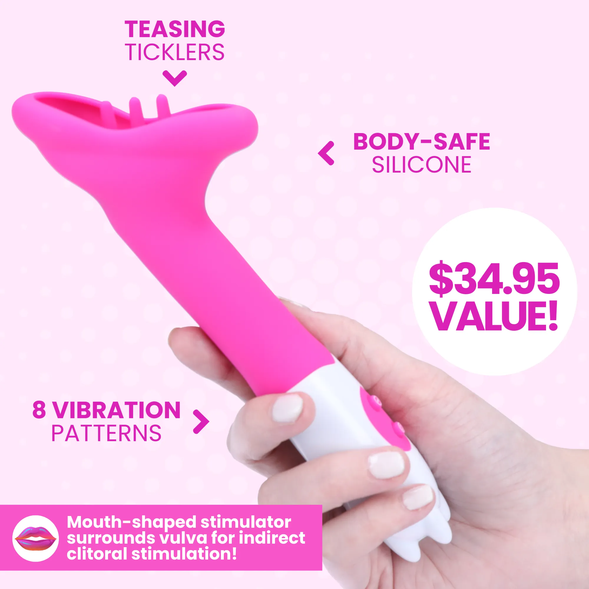 Tease Beginner's Silicone Lip-Shaped Clit Vibrator