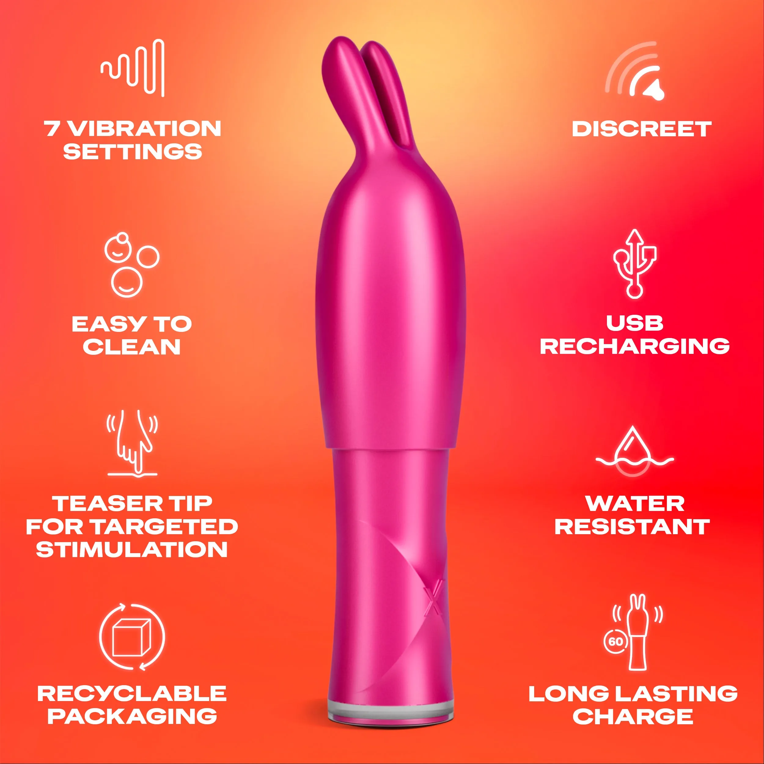 Vibe & Tease 2 in 1 Vibrator and Teaser Tip