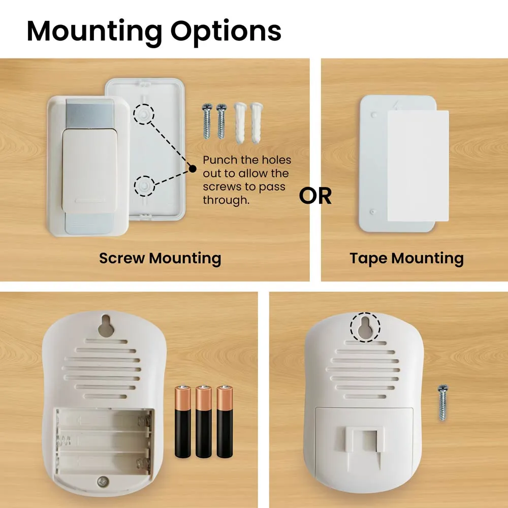 Wireless Doorbell - 36 Melodies, 300m. Range, Waterproof